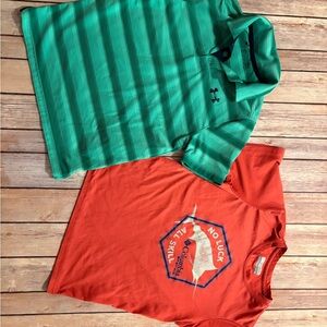 Under Armour green Striped Polo & free Orange Graphic Tee